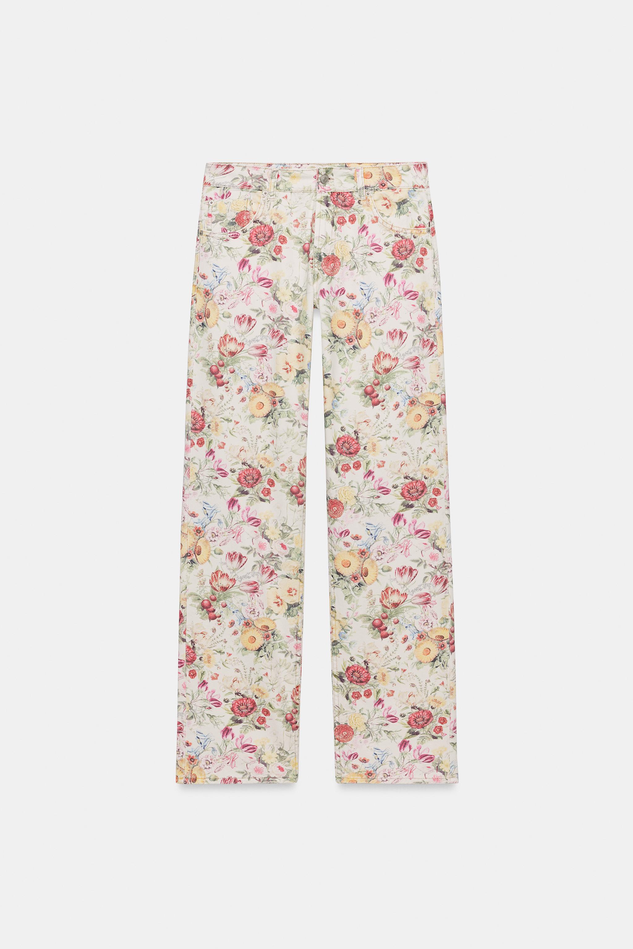 TRF FLORAL PRINT STRAIGHT JEANS